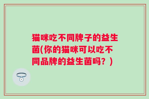 猫咪吃不同牌子的益生菌(你的猫咪可以吃不同品牌的益生菌吗？)