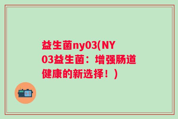 益生菌ny03(NY03益生菌：增强肠道健康的新选择！)