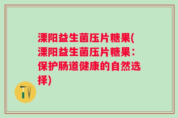 溧阳益生菌压片糖果(溧阳益生菌压片糖果：保护肠道健康的自然选择)