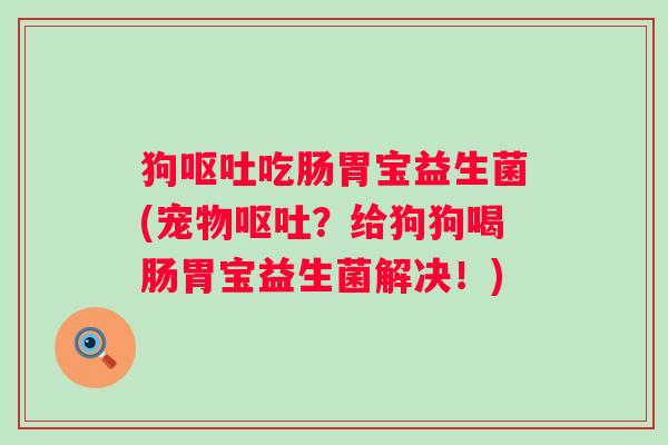 狗吃肠胃宝益生菌(宠物?给狗狗喝肠胃宝益生菌解决!) 狗吃肠胃宝益生菌(宠物?给狗狗喝肠胃宝益生菌解决!)
