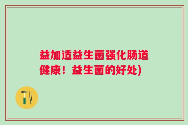益加适益生菌强化肠道健康！益生菌的好处)