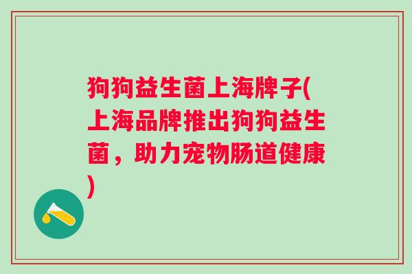 狗狗益生菌上海牌子(上海品牌推出狗狗益生菌，助力宠物肠道健康)