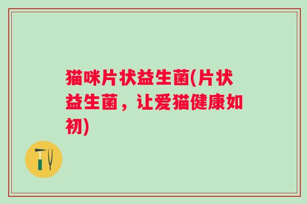 猫咪片状益生菌(片状益生菌,让爱猫健康如初) 猫咪片状益生菌(片状益生菌,让爱猫健康如初)