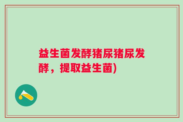 益生菌发酵猪尿猪尿发酵，提取益生菌)