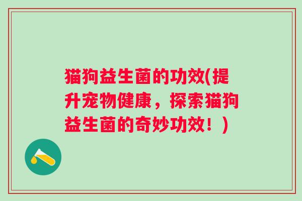 猫狗益生菌的功效(提升宠物健康，探索猫狗益生菌的奇妙功效！)