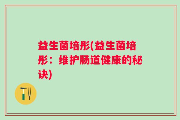 益生菌培彤(益生菌培彤：维护肠道健康的秘诀)