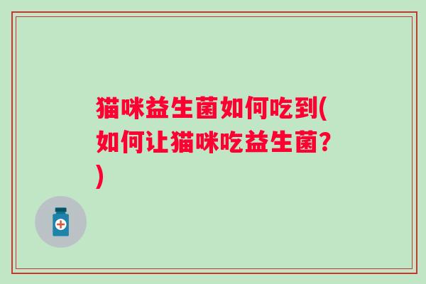 猫咪益生菌如何吃到(如何让猫咪吃益生菌？)