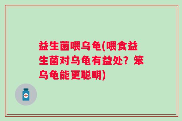 益生菌喂乌龟(喂食益生菌对乌龟有益处？笨乌龟能更聪明)