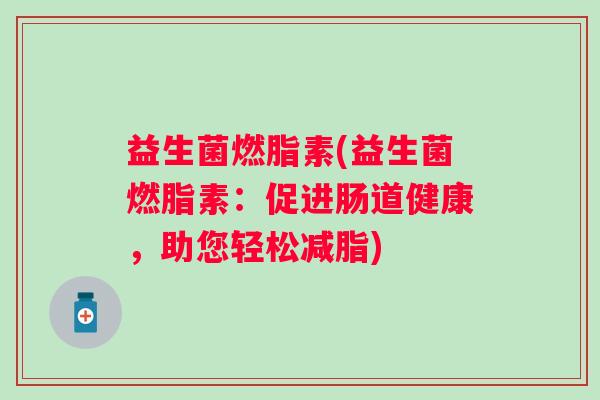 益生菌燃脂素(益生菌燃脂素：促进肠道健康，助您轻松减脂)