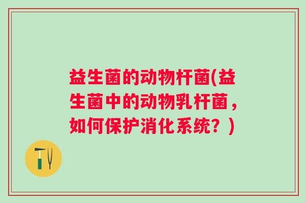 益生菌的动物杆菌(益生菌中的动物乳杆菌，如何保护消化系统？)