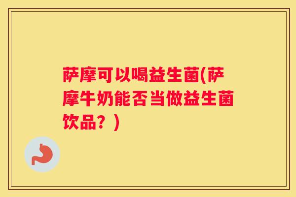 萨摩可以喝益生菌(萨摩牛奶能否当做益生菌饮品？)