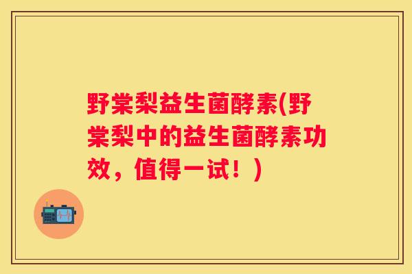 野棠梨益生菌酵素(野棠梨中的益生菌酵素功效，值得一试！)