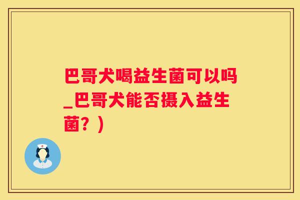 巴哥犬喝益生菌可以吗_巴哥犬能否摄入益生菌？)