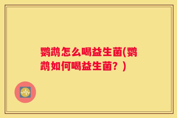鹦鹉怎么喝益生菌(鹦鹉如何喝益生菌？)