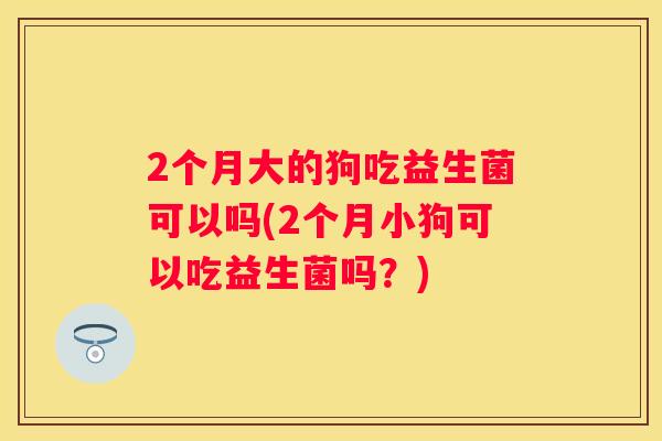 2个月大的狗吃益生菌可以吗(2个月小狗可以吃益生菌吗？)