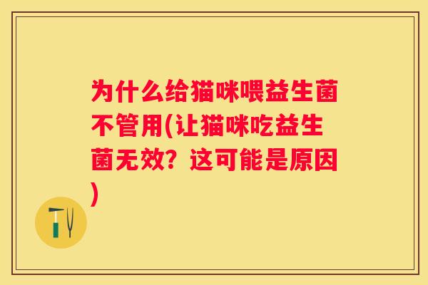 为什么给猫咪喂益生菌不管用(让猫咪吃益生菌无效？这可能是原因)