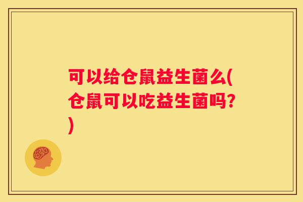 可以给仓鼠益生菌么(仓鼠可以吃益生菌吗？)