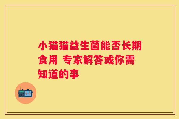 小猫猫益生菌能否长期食用 专家解答或你需知道的事