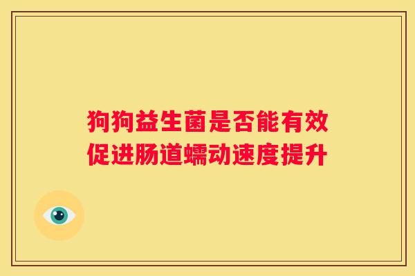狗狗益生菌是否能有效促进肠道蠕动速度提升