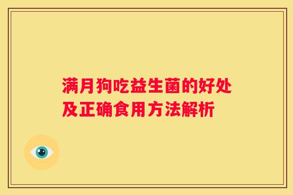 满月狗吃益生菌的好处及正确食用方法解析