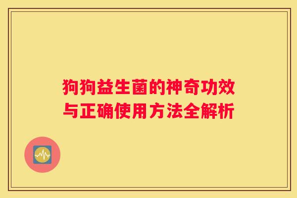 狗狗益生菌的神奇功效与正确使用方法全解析