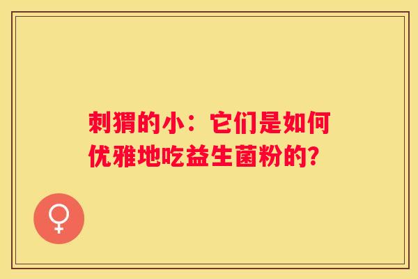 刺猬的小：它们是如何优雅地吃益生菌粉的？