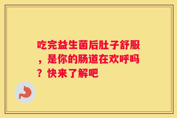 吃完益生菌后肚子舒服，是你的肠道在欢呼吗？快来了解吧