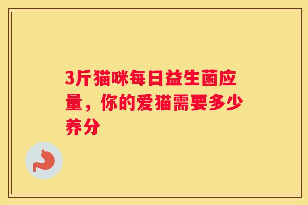 3斤猫咪每日益生菌应量，你的爱猫需要多少养分