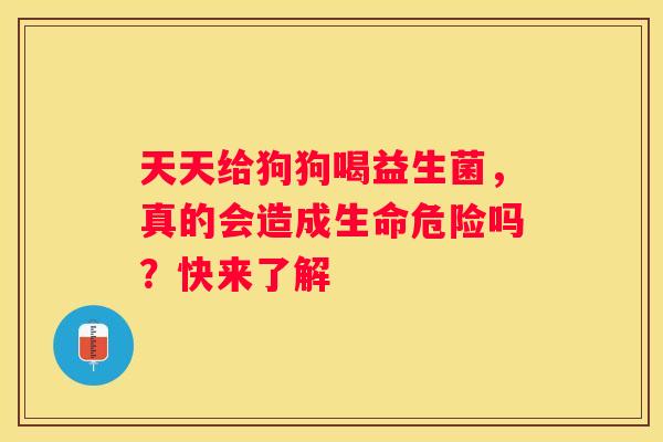 天天给狗狗喝益生菌，真的会造成生命危险吗？快来了解