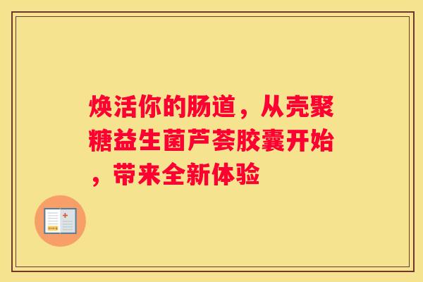 焕活你的肠道，从壳聚糖益生菌芦荟胶囊开始，带来全新体验