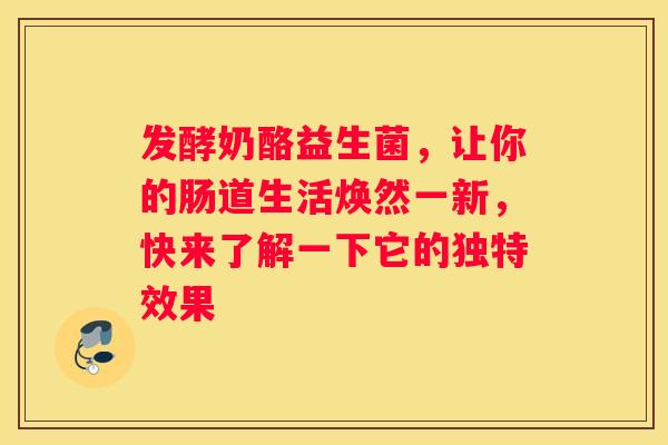 发酵奶酪益生菌，让你的肠道生活焕然一新，快来了解一下它的独特效果
