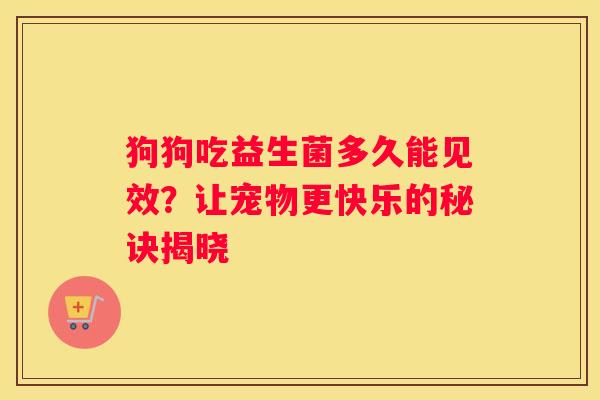 狗狗吃益生菌多久能见效？让宠物更快乐的秘诀揭晓