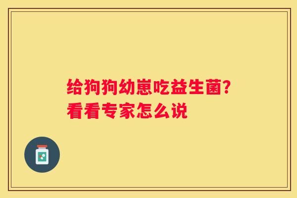 给狗狗幼崽吃益生菌？看看专家怎么说